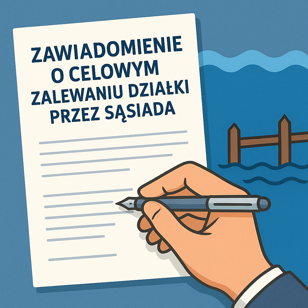 Zawiadomienie o celowym zalewaniu działki przez sąsiada