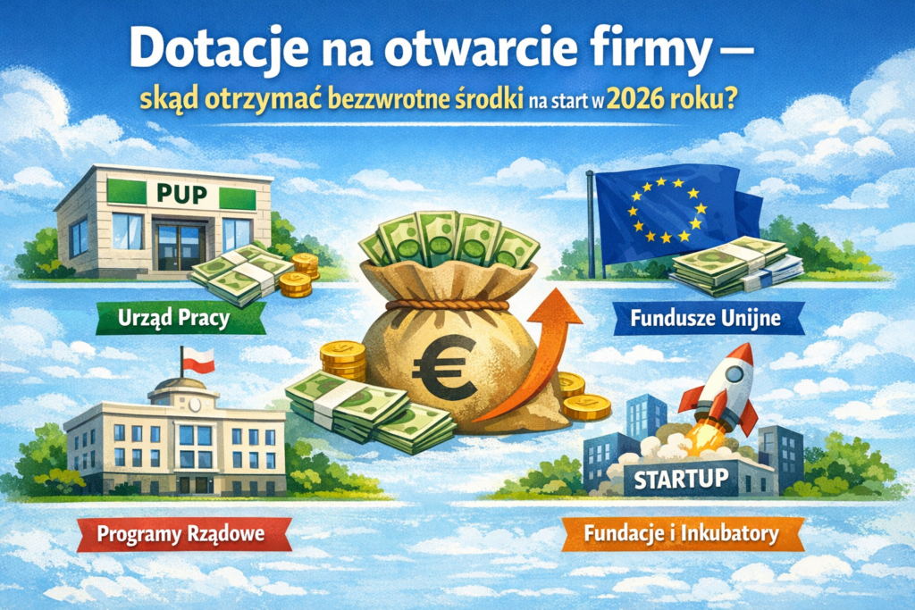 Dotacje na otwarcie firmy – skąd otrzymać bezzwrotne środki na start w 2026 roku?