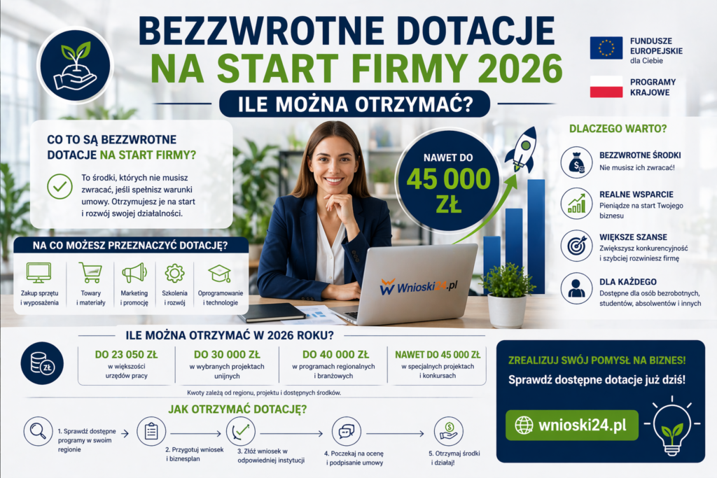 Bezzwrotne dotacje na start firmy
