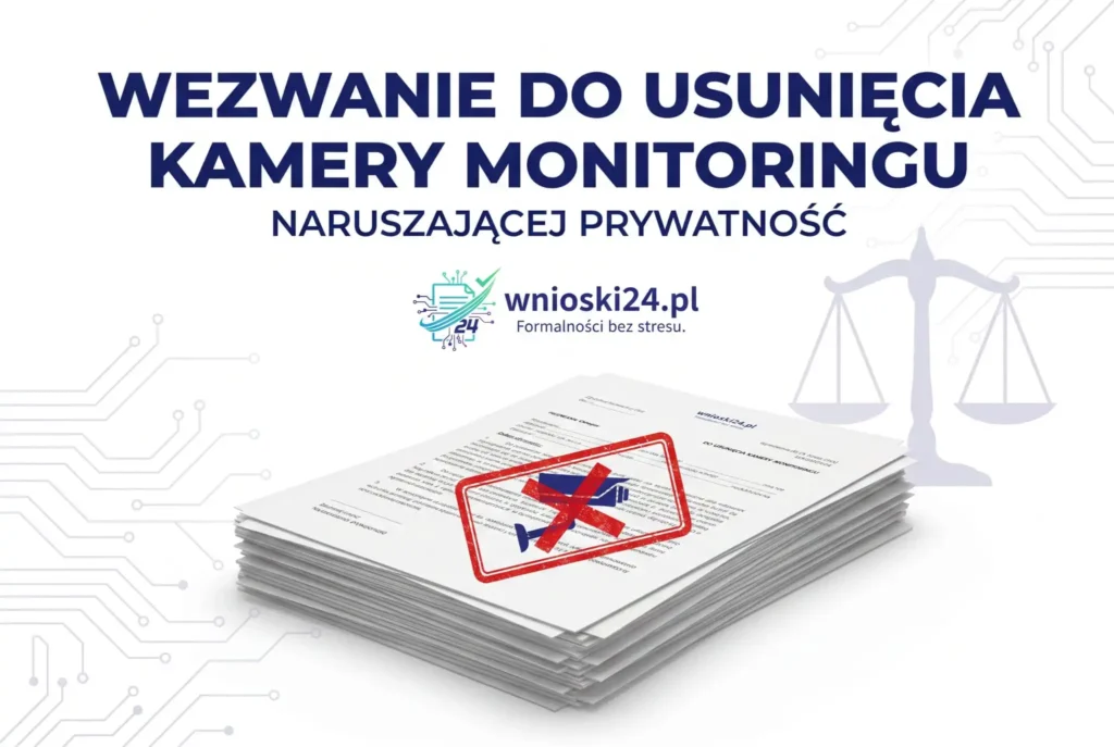Wezwanie do usunięcia kamery monitoringu naruszającej prywatność – wzór DOCX