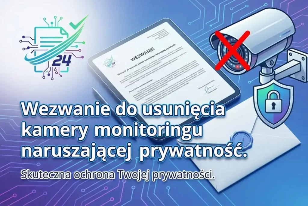 Wezwanie do usunięcia kamery monitoringu naruszającej prywatność – wzór DOCX