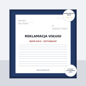 Reklamacja usługi – wzór DOCX