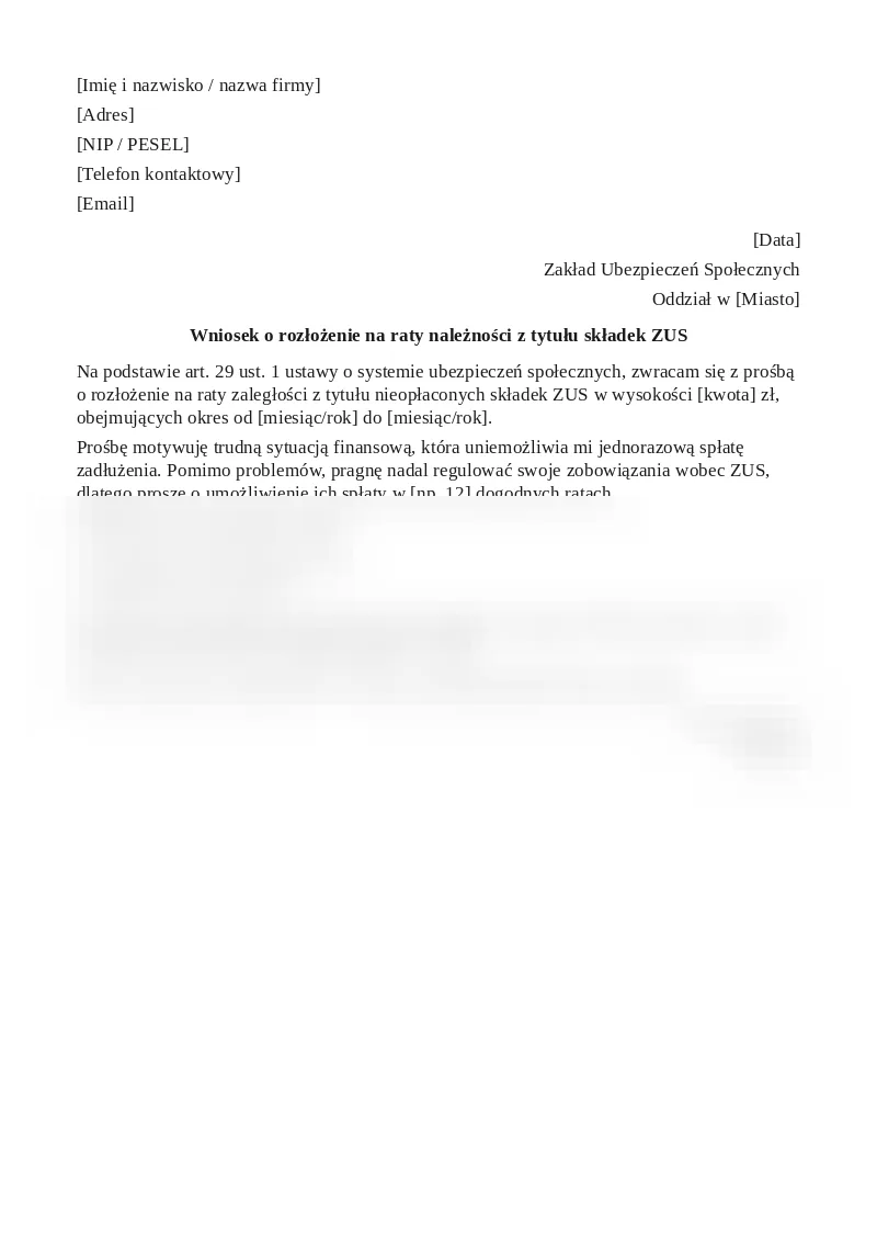 Podgląd pierwszej strony dokumentu