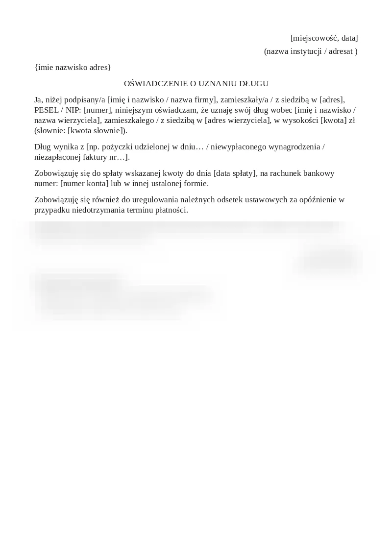 Podgląd pierwszej strony dokumentu