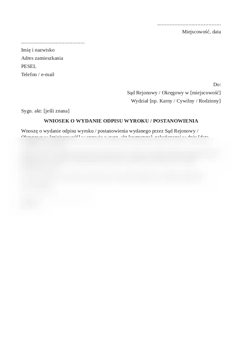 Podgląd pierwszej strony dokumentu