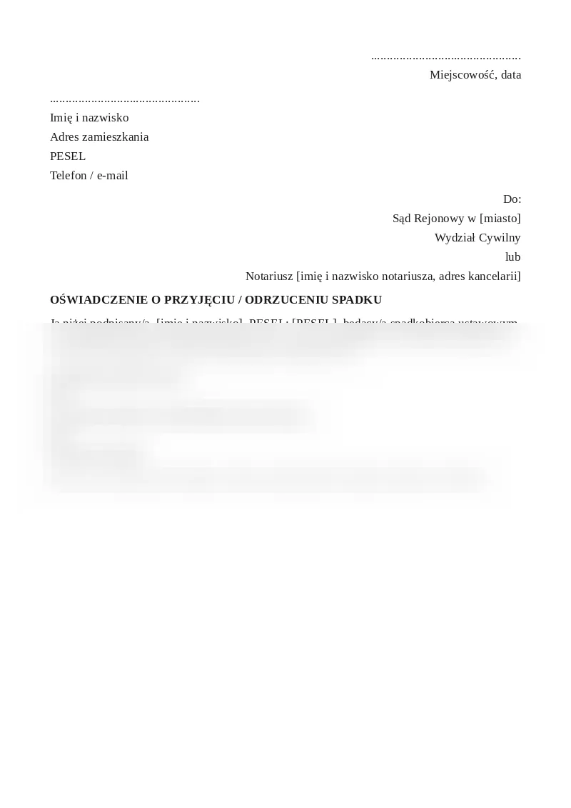 Podgląd pierwszej strony dokumentu
