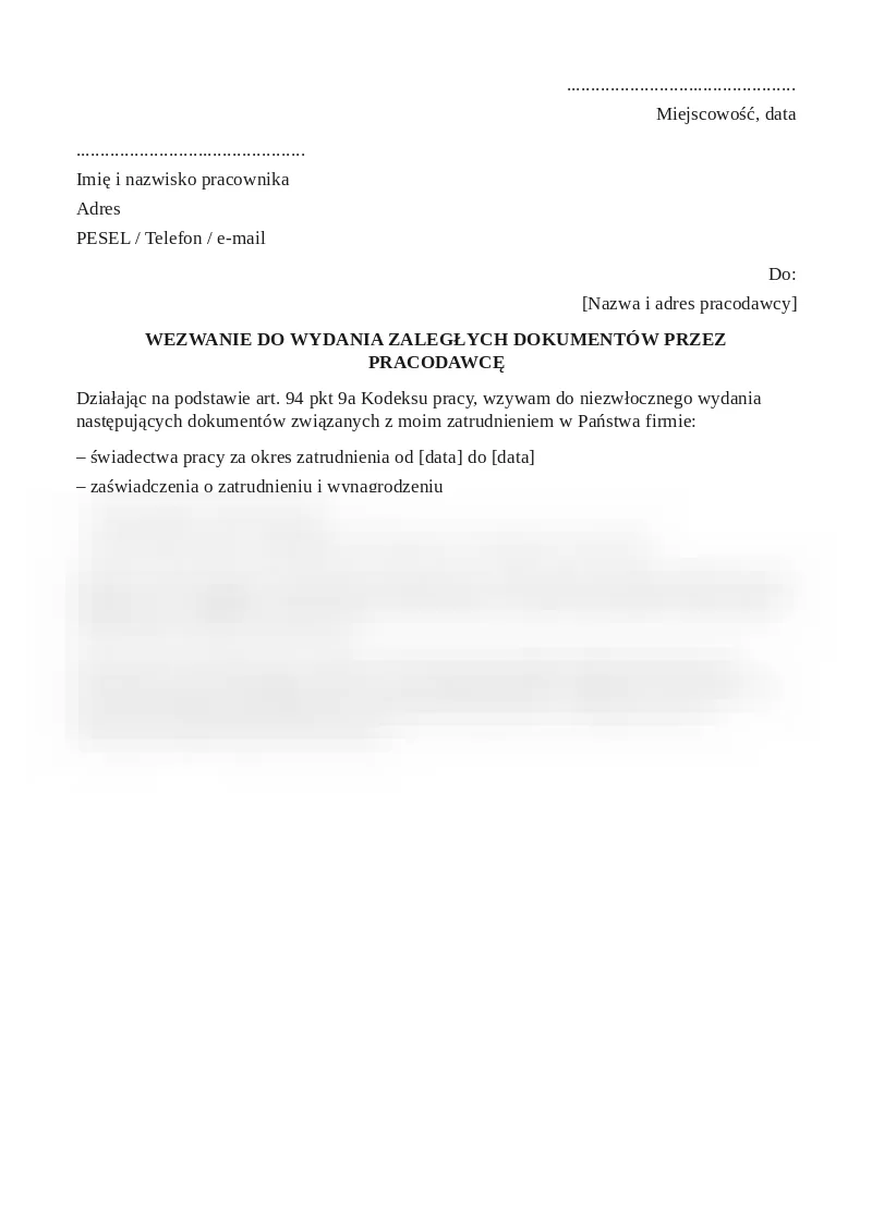 Podgląd pierwszej strony dokumentu